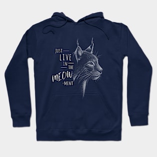 Live In The Meow-ment! Lynx Wildcat Pun Hoodie